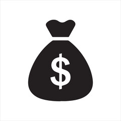Money Bag Silhouette Vector, Money Bag Clipart, Money bag icon
