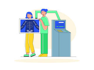 Bone x-ray patient. Healthy problems illustrations. Flat vector illustrations