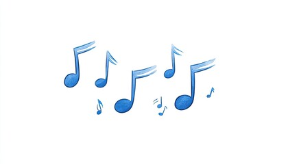 Colorful musical notes floating in the air, representing creativity and joy in a serene, artistic environment