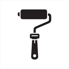 Paint Roller, paint brush icon symbol vector silhouette isolated in white background
