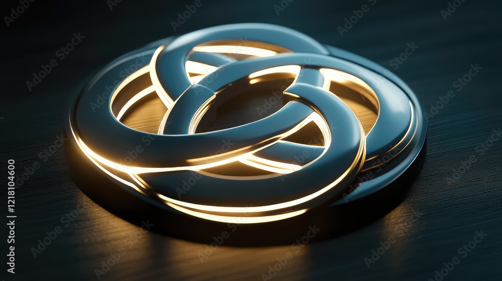 Poster a glowing chakram symbol in silver with soft light emanating on a simple black background for clarit
