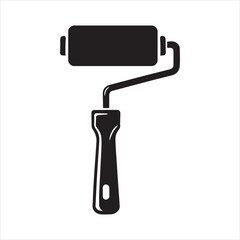 Paint Roller, paint brush icon symbol vector silhouette isolated in white background
