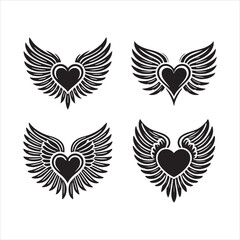 valentines day a winged heart with a halo symbolizing divine lov silhouette
