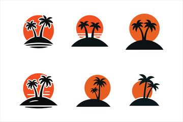palm tree silhouette Vector on white background 
