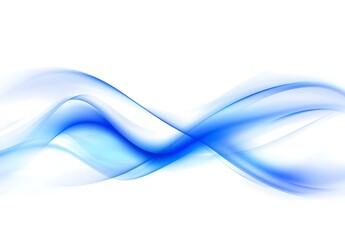 Abstract Blue Wave Flow on White Background, Smooth Gradient Design