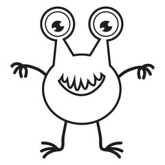 Funny stick  figure monster vector cartoon illustration