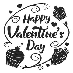 happy valentine's day silhouette vector illustration