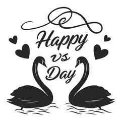 happy valentine's day silhouette vector illustration