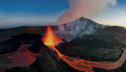 Ashfall blankets the surroundings in a dark haze.  