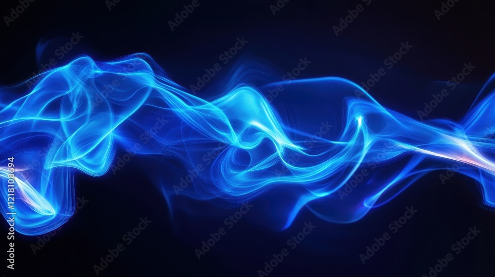 Poster bright blue neon triangle illuminated against a dark background creates a striking visual effect in 