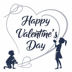 happy valentine's day silhouette vector illustration