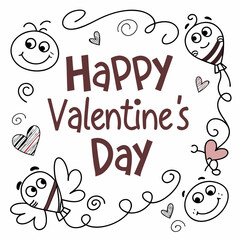 Silhouette Lettering Words Happy Valentine's Day
