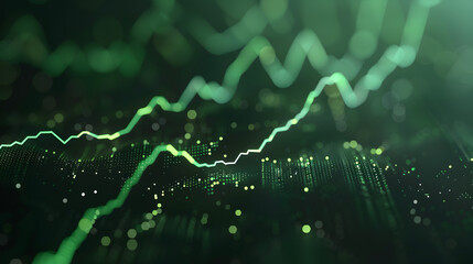 Abstract visualization of fluctuating data trends in green tones.