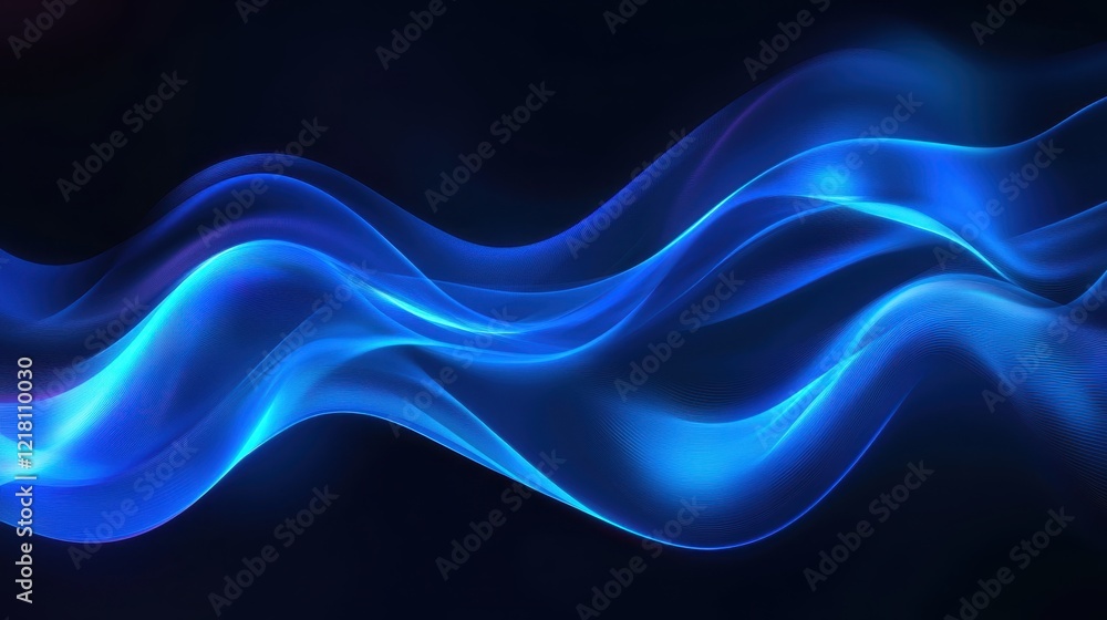 Aufkleber swirling blue waves with shimmering particles create a mesmerizing visual display in a dark backgrou