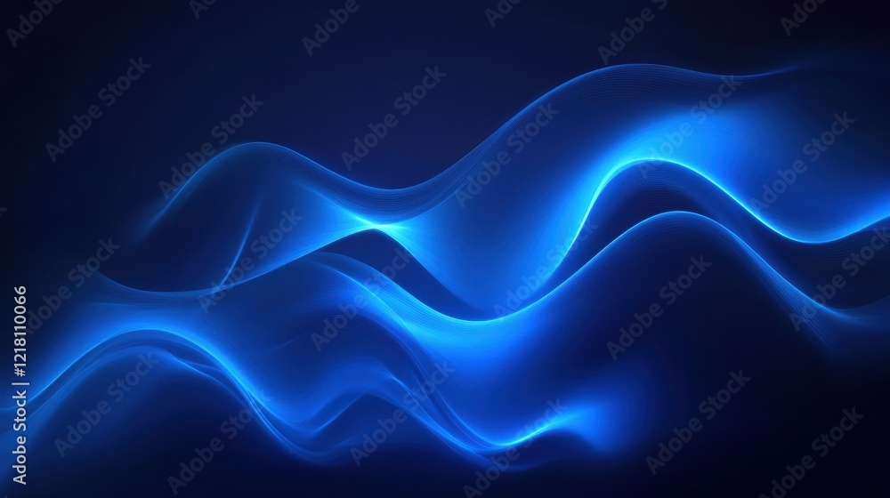 Aufkleber swirling blue waves with shimmering particles create a mesmerizing visual display in a dark backgrou
