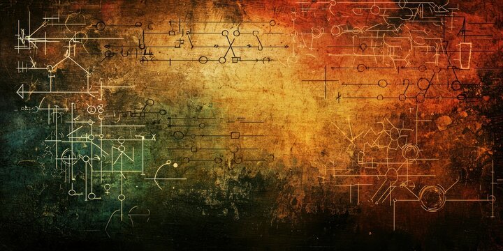 An abstract background with chemistry symbols and equations representing the science of chemistry.
