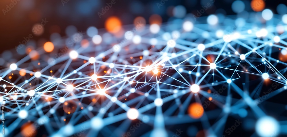 Poster abstract network connections illuminated nodes