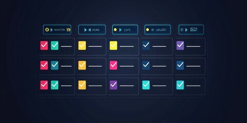 A checklist-style infographic with checkboxes and icons, useful for to-do lists or task tracking.