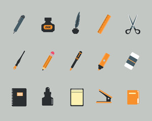 A Pack of stationery icons that consists of 20 colored icons for your office, business, and job-related project.