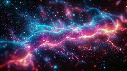 Fototapeta premium Cosmic River: A Journey Through Vibrant Nebula and Celestial Wonders