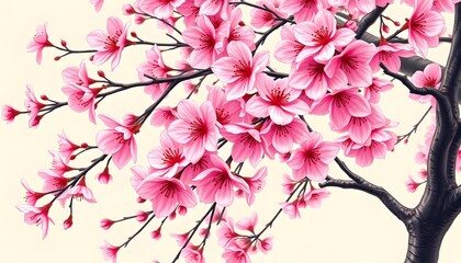 Fototapeta premium Stunning Pink Cherry Blossoms in Full Bloom