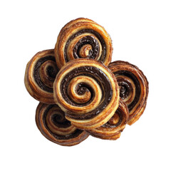 Fototapeta premium Delicious chocolate swirl pastry closeup.