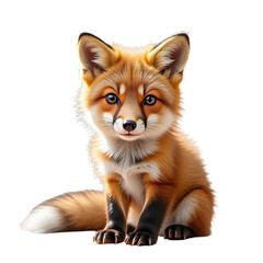 Fox with orange and white fur sitting on a striped background