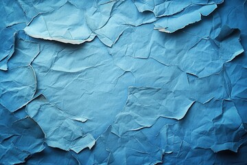 Fototapeta premium Torn blue paper texture, crumpled and distressed. Ideal background for distressed, vintage, or abstract designs.