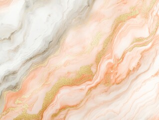 Elegant marble texture with peach tones and golden accents adds a touch of luxury