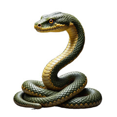 Obraz premium Green and yellow snake coiled with transparent background