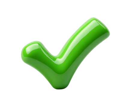 Green check mark with transparent background
