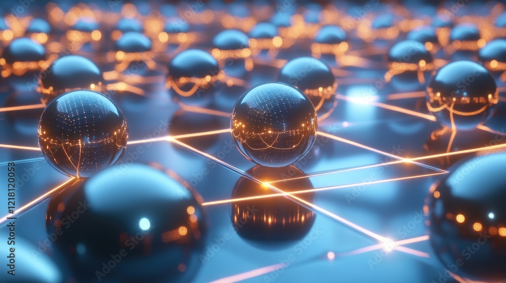 Poster A 3D CGI visualization of AI data cubes and spheres connected by glowing digital lines, symbolizing the interconnected nature of modern artificial intelligence