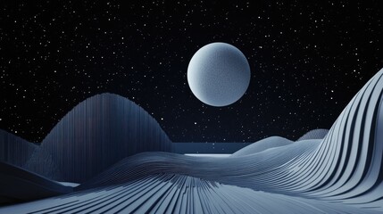 A 3D minimalist space background with abstract geometric shapes floating in an endless digital void, representing futuristic technology and innovation