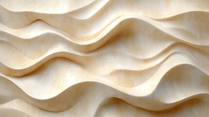Abstract Beige Wavy Sculptural Wall Art Design
