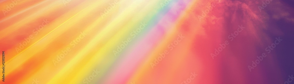Poster a vibrant display of colorful rays blending harmoniously, creating a beautiful gradient that radiate