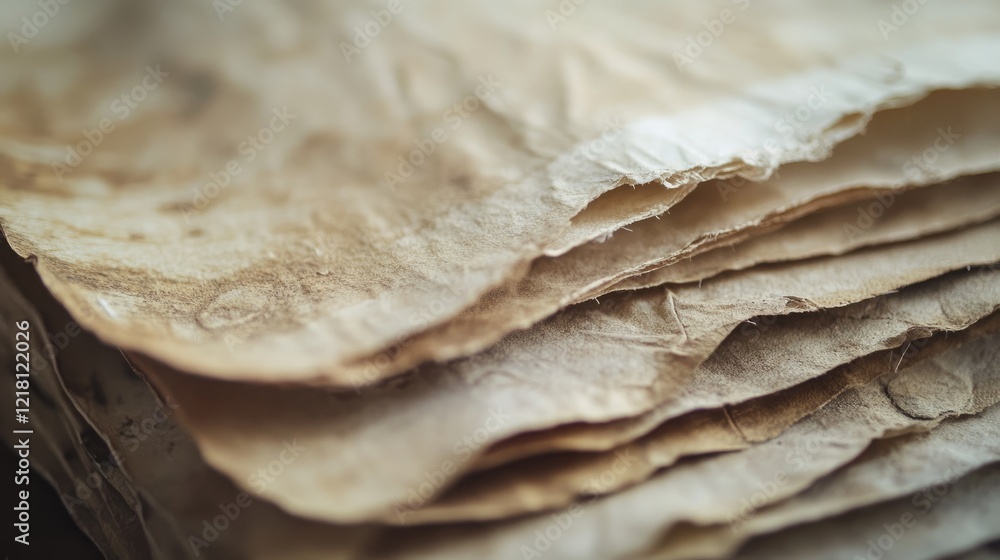 Poster a close-up of aged paper with natural wrinkles and worn edges, ideal for artistic and vintage-themed