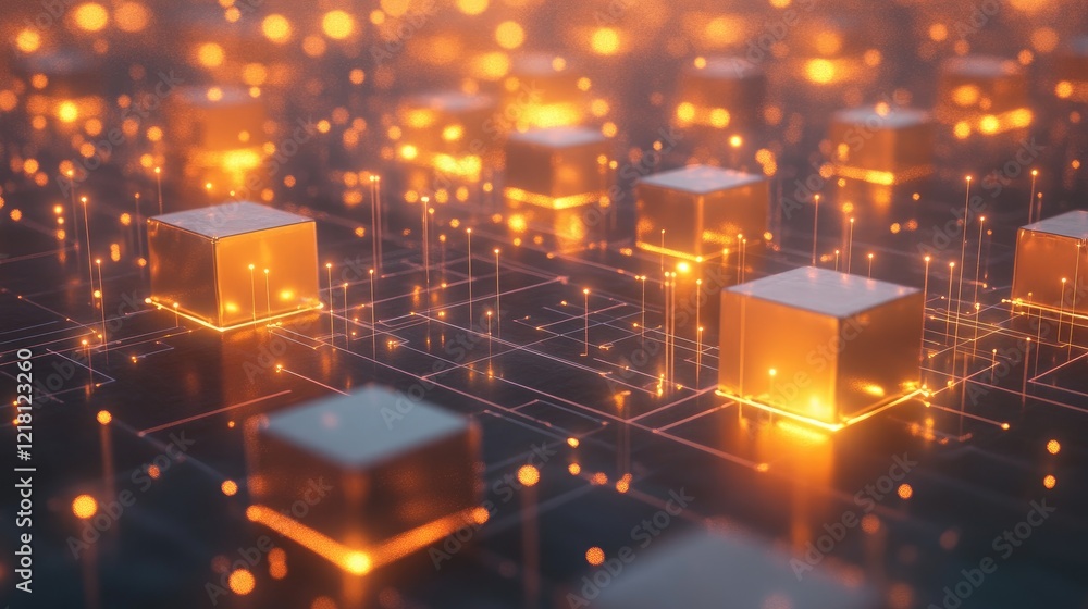Poster A conceptual 3D image of big data storage units connected by glowing data streams, symbolizing the vastness and importance of digital storage today