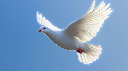 Obraz premium Majestic White Dove in Flight: Symbol of Peace and Hope