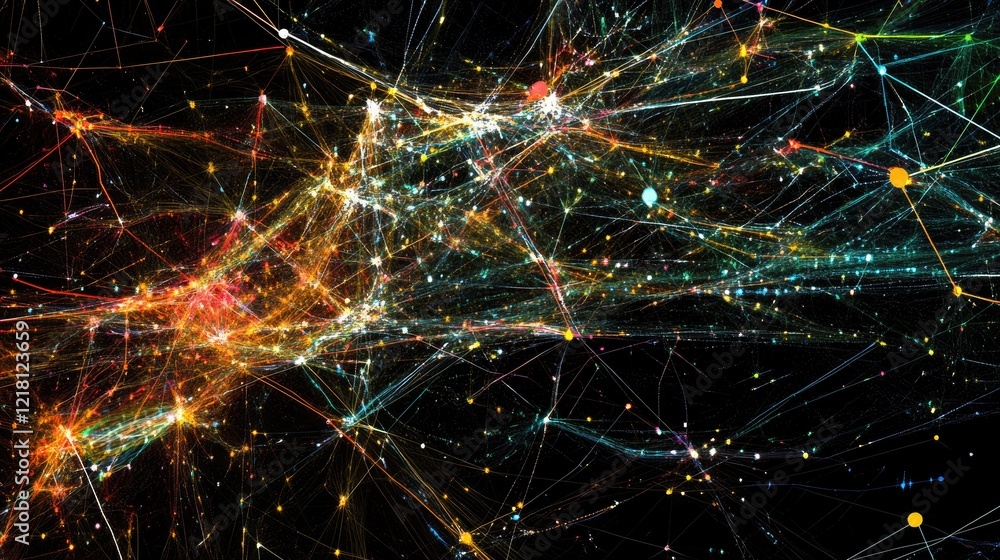 Poster a conceptual image of icoast-internet, featuring digital data streams, web connections, and global n