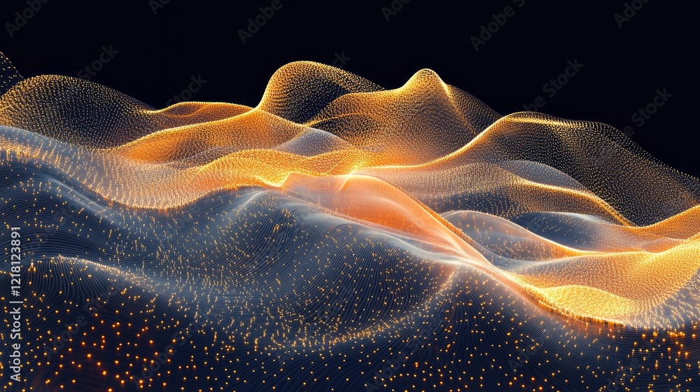 Poster A conceptual visualization of AGI unveiling new possibilities for data storage and processing, with glowing data streams and abstract digital patterns