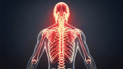 Radiant Red Skeleton: A Futuristic Transparent Human Glow in Darkness