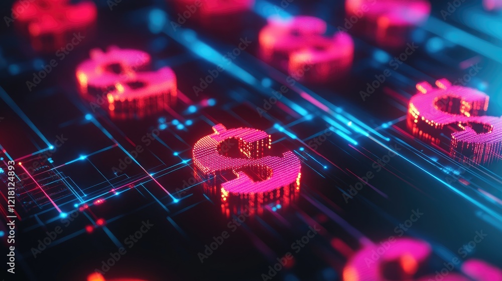 Aufkleber A digital abstract concept of CBDC technology, featuring glowing currency symbols and interconnected data streams, representing digital finance evolution