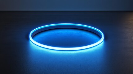 Fototapeta premium Glowing Blue Circle on Dark Surface