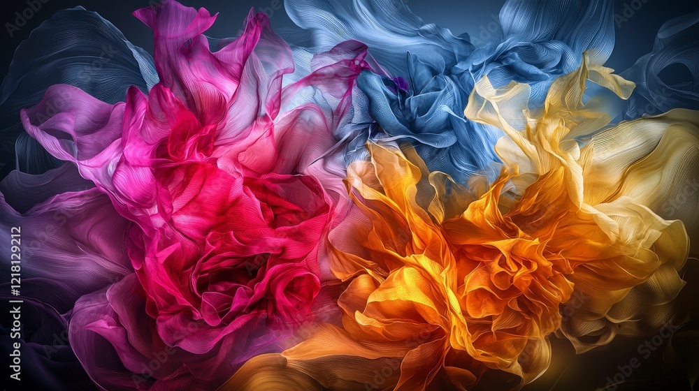 Aufkleber abstract emotions in fluid art digital canvas colorful expressions contemporary style close-up view 