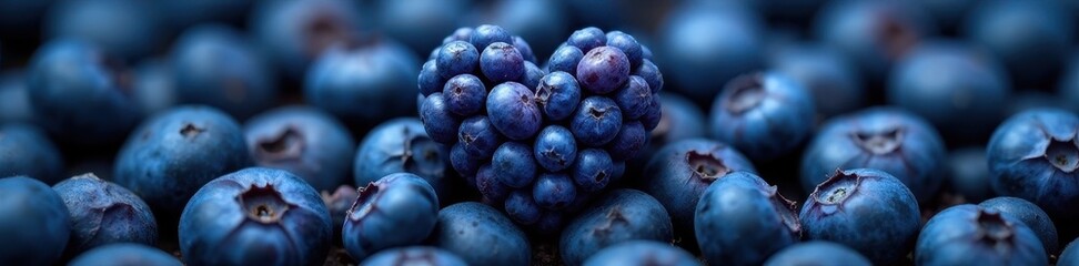 Fototapeta premium Close-up of a heart composed of blueberries, ideal for backgrounds , plant, healthy