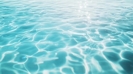 Fototapeta premium Sparkling turquoise pool water, sunny day, background blur, summer relaxation