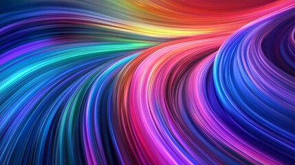 Sweeping Waves of Rainbow Colors in a Flowing Abstract Pattern with Smooth Curves and Vibrant Gradients Creating a Dynamic Visual Energy