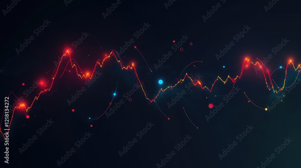 Poster Abstract digital trading chart with glowing infographics and data points, representing the future of fintech and big data analytics