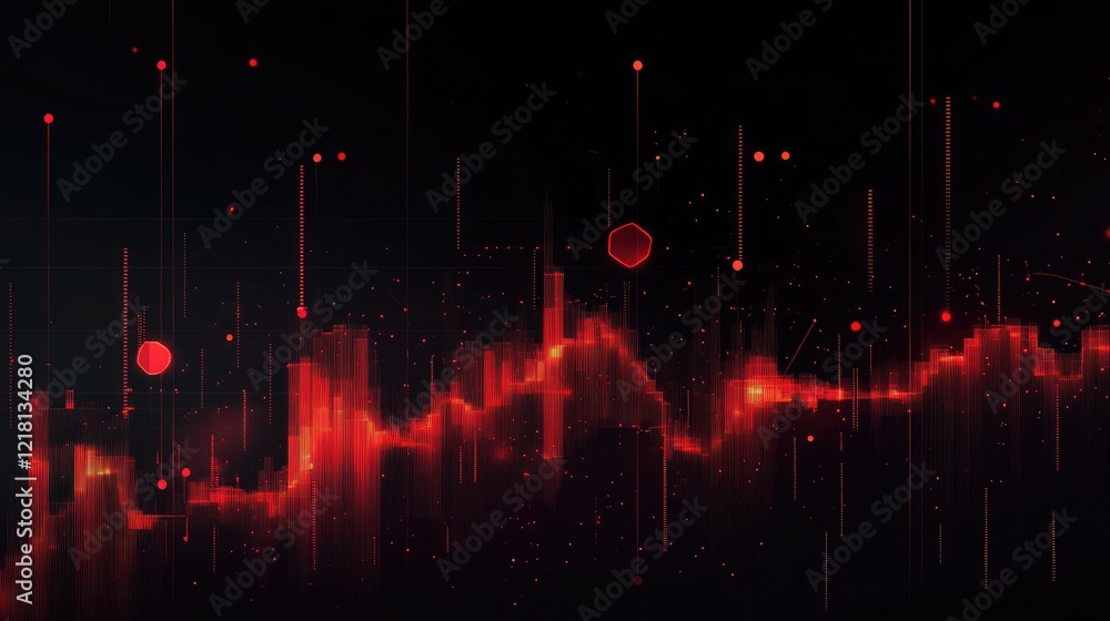 Poster Abstract digital trading chart with glowing infographics and data points, representing the future of fintech and big data analytics