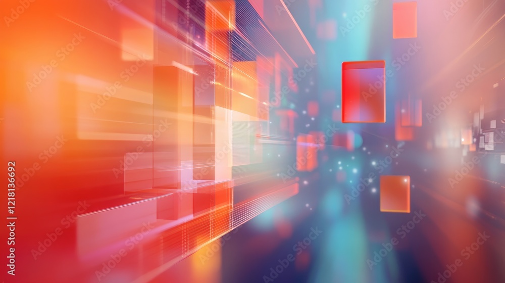 Aufkleber Conceptual 3D image of an abstract chart with a blurred background and copy space, symbolizing modern data analysis and business presentations